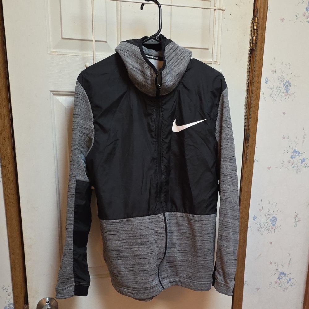 Nike Men's Black and Gray Hooded Jacket